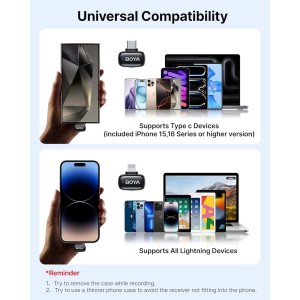 میکروفون یقه ای بی سیم بویا مدل Boya MINI COMBO رابط Lightning و Type C
